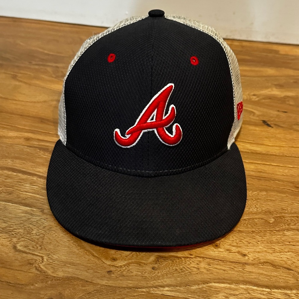 New Era Black and White Cap with Braves Logo